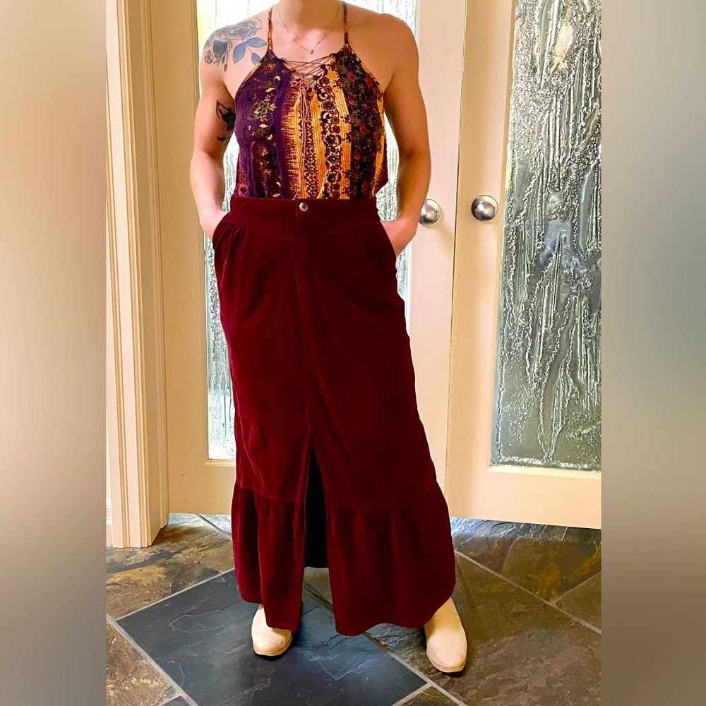 Maxi boho corduroy skirt